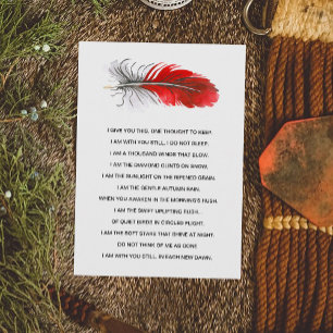Red Native American Feather Memorial Indian Tribal Holiday Card