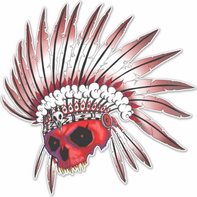 Red Native American skull art (Front)