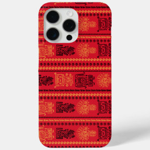 Red Native Pattern Ethnic Tribe Boho Culture iPhone 15 Pro Max Case