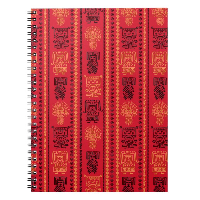 Red Native Pattern Ethnic Tribe Boho Culture Notebook (Front)