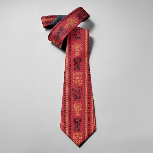 Red Native Pattern Ethnic Tribe Boho Culture Tie (Creator Uploaded)