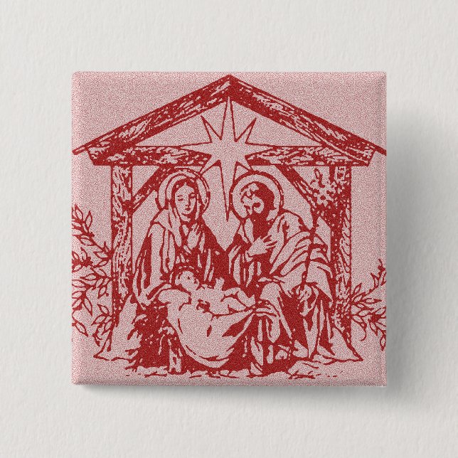 Red Nativity 15 Cm Square Badge (Front)