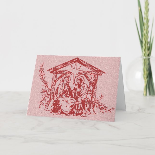 Red Nativity Christmas Card (Front)