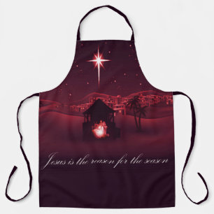 Red Nativity Jesus is the reason Apron
