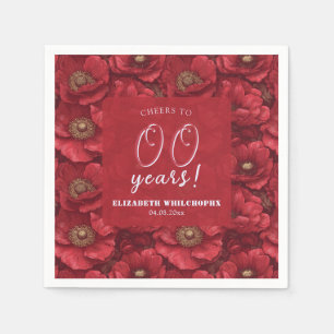 Red Nature Anemones Flower Luxury Her Birthday Napkin