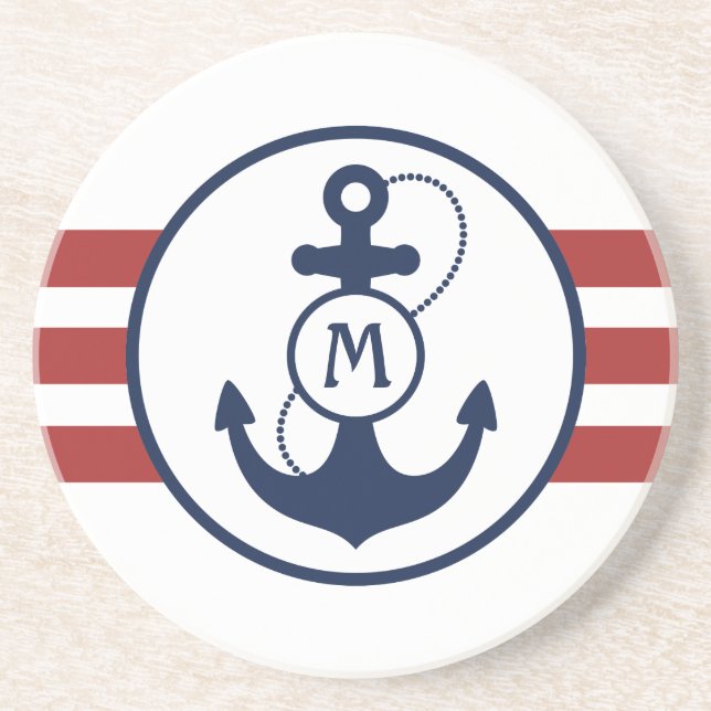 Red Nautical Anchor Coaster (Front)