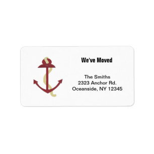 Red Nautical Anchor Label