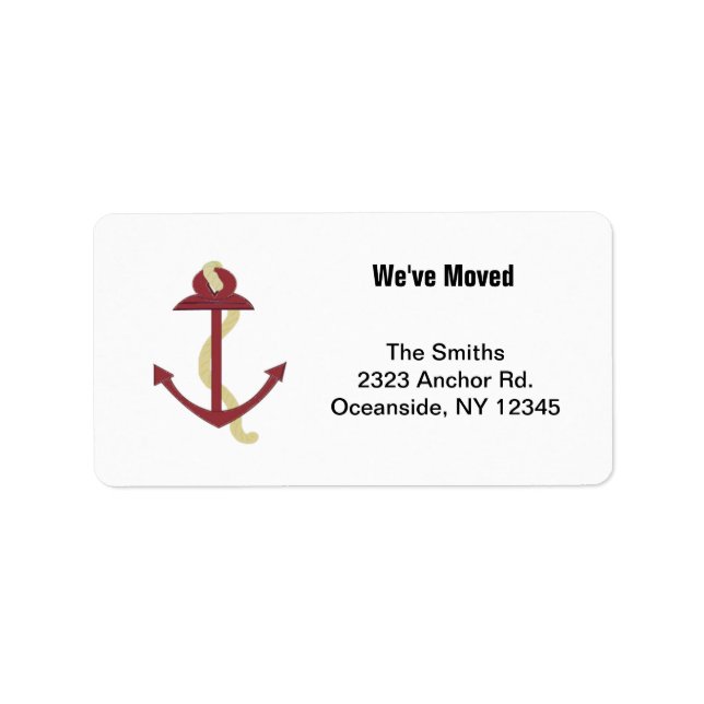 Red Nautical Anchor Label (Front)