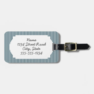 Red nautical anchor on striped blue background luggage tag