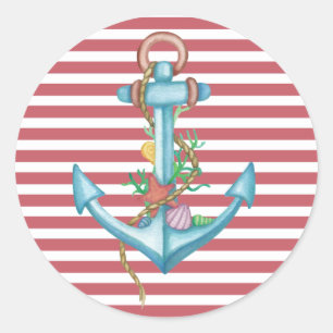 Red Nautical Anchor Sticker