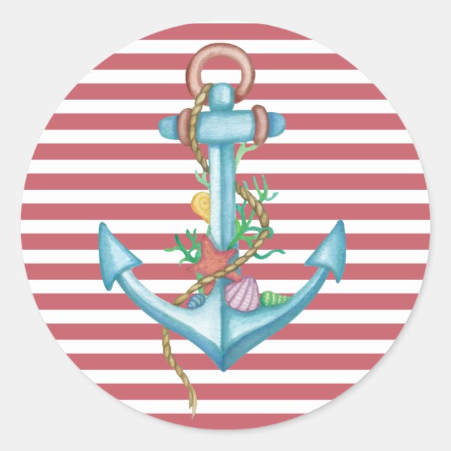 Red Nautical Anchor Sticker (Front)