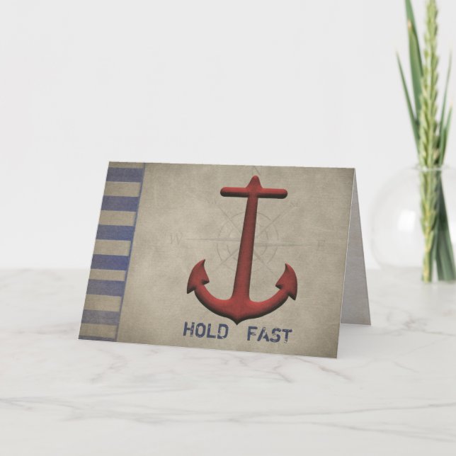 red nautical anchor with blue stripes and compass card (Front)