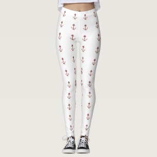 Red Nautical Anchors Leggings