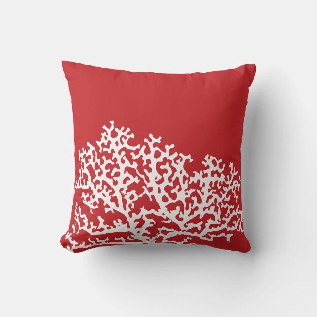 Red Nautical Coral Reef Cushion (Front)