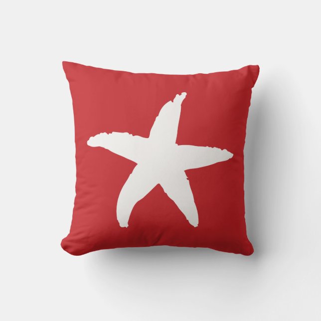 Red Nautical Sea Star Cushion (Front)