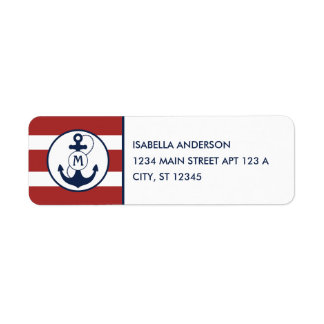 Red Nautical Stripes with Anchor Monogram