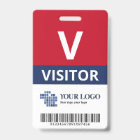 Red Navy Add Your Logo & Bar Code Visitor