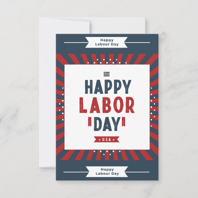 Red Navy and White Modern Happy Labour Day Invitation (Front)