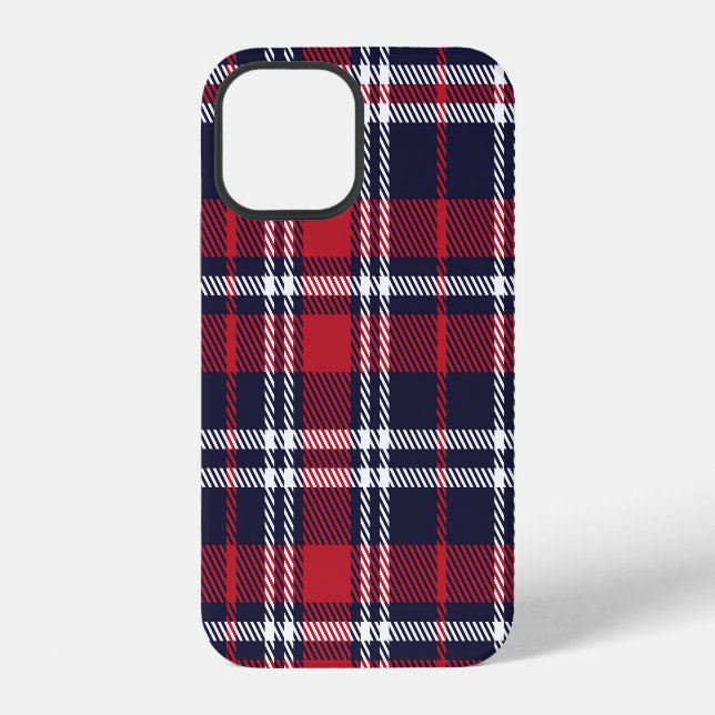 Red Navy Asymmetric Plaid Texture iPhone Case (Back)