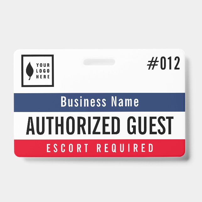 Red Navy Authorised Guest Add Your Logo ID Badge (Front)