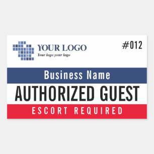 Red Navy Authorised Guest Add Your Logo Rectangular Sticker