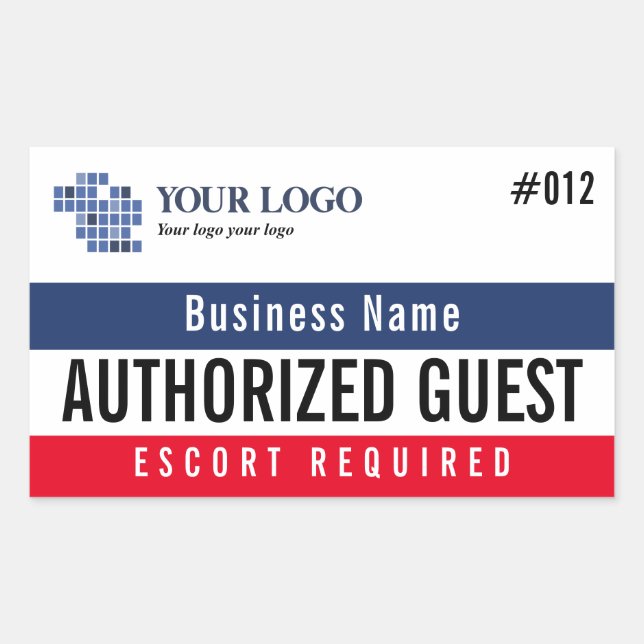 Red Navy Authorised Guest Add Your Logo Rectangular Sticker (Front)
