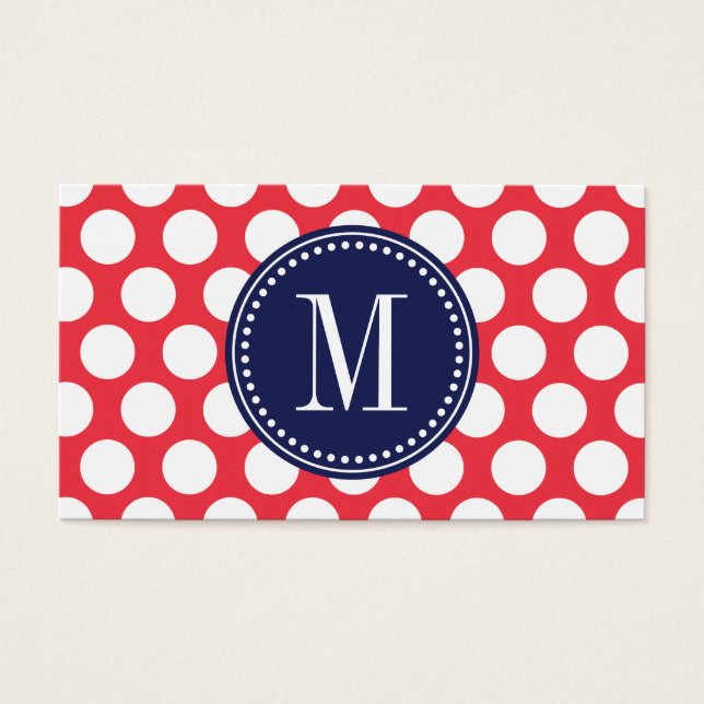 Red & Navy| Big Polka Dots Monogrammed (Front)