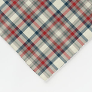 Red, Navy Blue and Grey Plaid Fleece Blanket