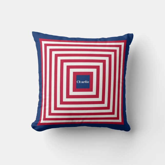 Red Navy Boy's Room Square Pillow (Front)