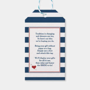 Red Navy Bridal Shower no wrap display gift 3986 Tags