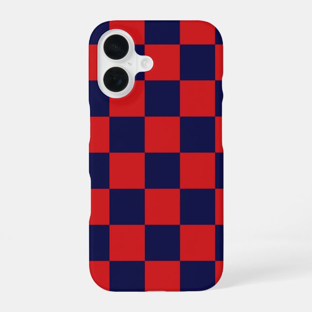Red & Navy Checkerboard Phone Case (Back)