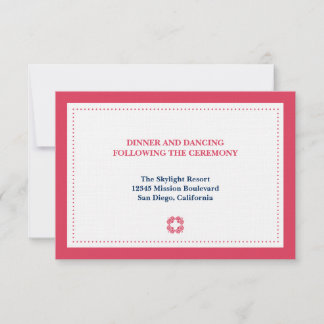 Red navy dotted border wedding reception enclosure invitation
