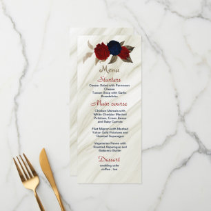 red & navy flowers beautiful wedding menu