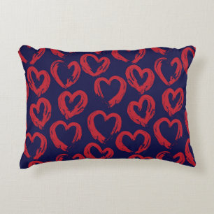 Red Navy Heart shaped Valentine’s Day seamless pat Decorative Cushion