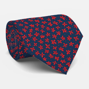 Red & Navy Mini Floral Print Tie