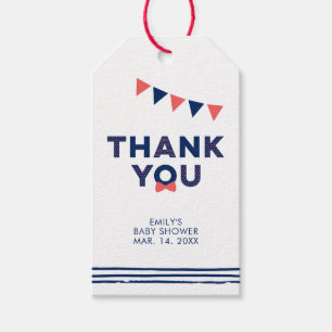 Red & Navy Modern Baby Shower Favour Thank You Gift Tags