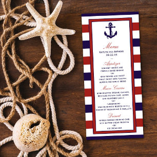 Red & Navy Nautical Anchor Wedding Menu
