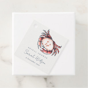 Red Navy Underwater Crab Nautical Bridal Shower Favour Tags