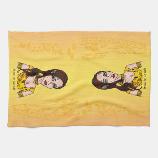 Red Nebula Girl Spirals Tea Towel