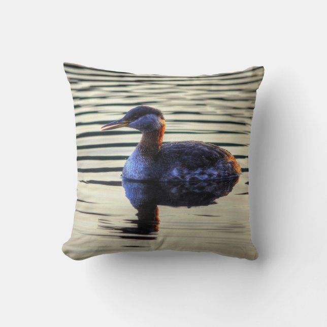 Red-necked Grebe for Wildlife & Bird-lovers Cushion (Front)