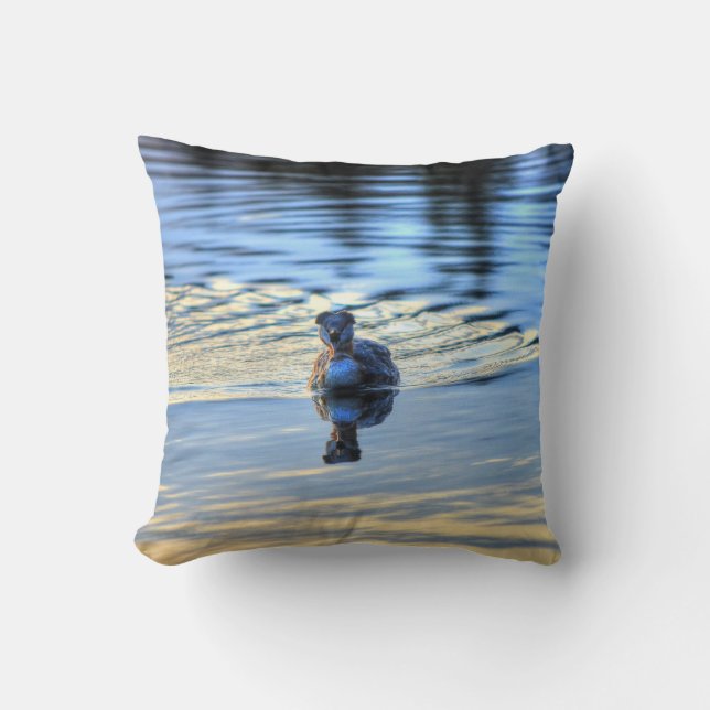 Red-necked Grebe for Wildlife & Bird-lovers Cushion (Front)