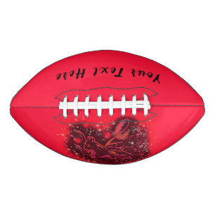 Red Neon Bull Running At Starry Night -Custom Text American Football