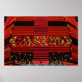 Red neon casino sign in Las Vegas poster