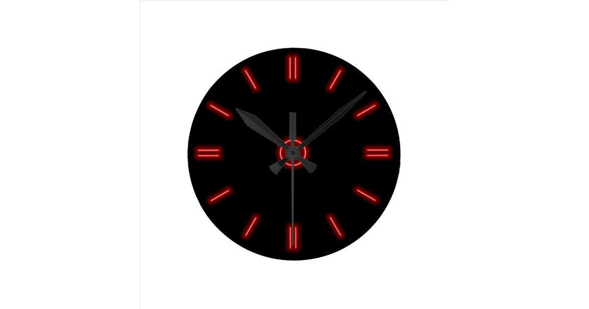 Red Neon Clock Zazzle.co.uk