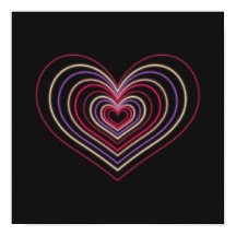 Red Neon Heart Wall Art Poster