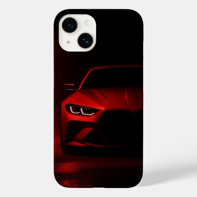 Red Neon Power: Luxury Sports Car in Glowing Fog Case-Mate iPhone Case (Back)
