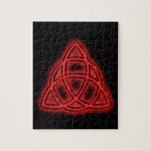 Red Neon Triquetra Jigsaw Puzzle