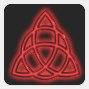 Red Neon Triquetra Square Sticker