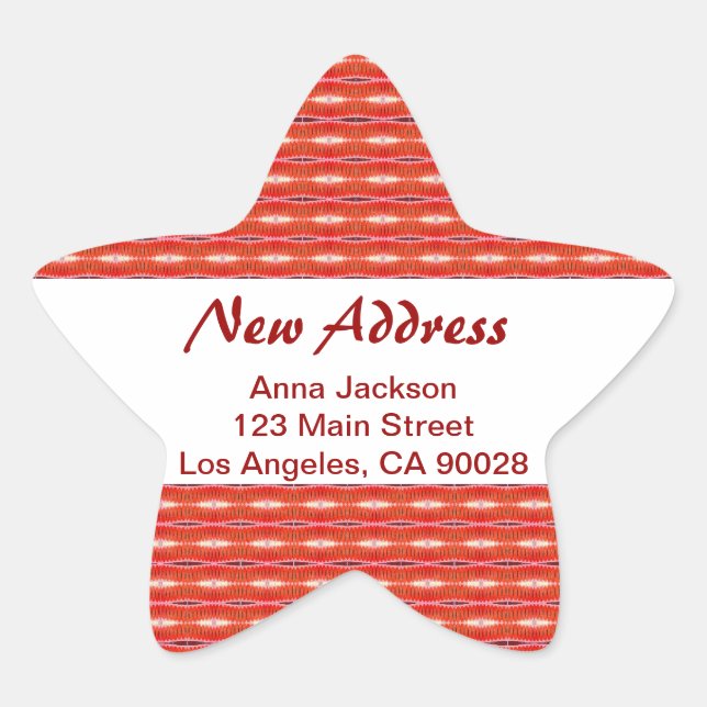 Red New Address Star Sticker (Front)