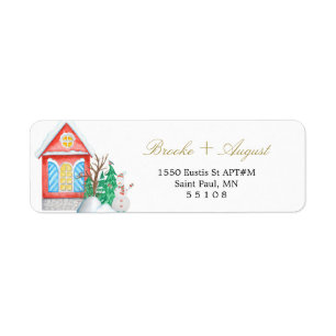 Red New Home Return Address Labels